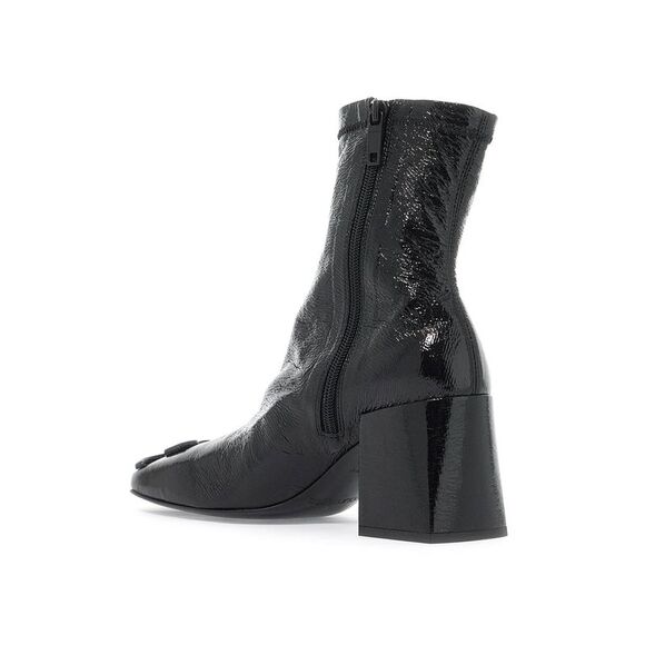 Sleek Vinyl Ankle Boots with Monogram Detail - Picture 3 of 3